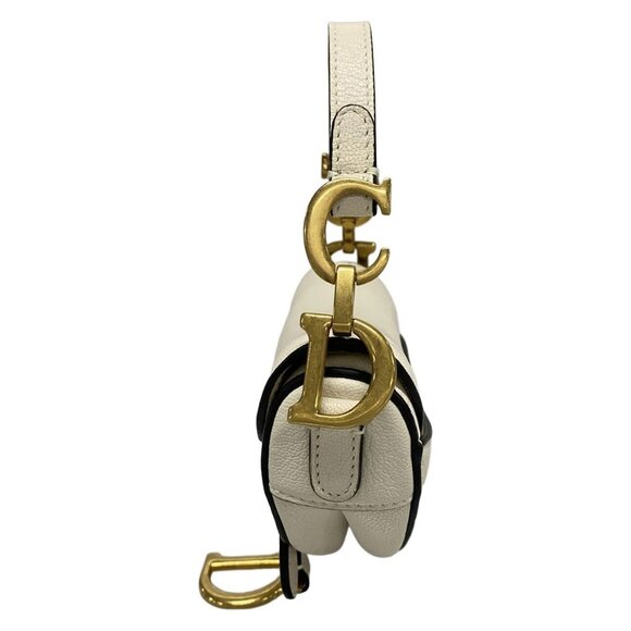 Auth DIOR/ChristianDior Saddle Microbag - White Leather Handbag - Picture 5 of 14